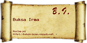 Buksa Irma névjegykártya